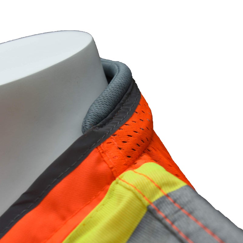 Radians SV55 Class 2 Heavy Woven Two Tone Engineer Vest with Padded Neck to Support Extra Weight in Cargo Pockets, Orange, Large - Image 3